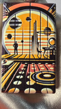 Retrofuturist Sci-Fi Interior Wood Keychain