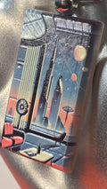 Art Deco Sci-Fi Spire Wood Keychain