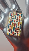 Tropical Tiki Idol & Palm Tree Wood Keychain