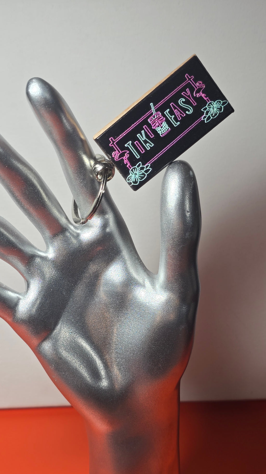 Tiki Easy Neon Sign Wood Keychain