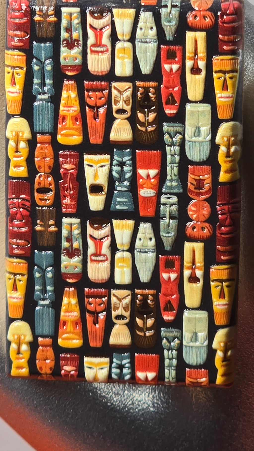 Tiki Faces Crowd Wood Keychain