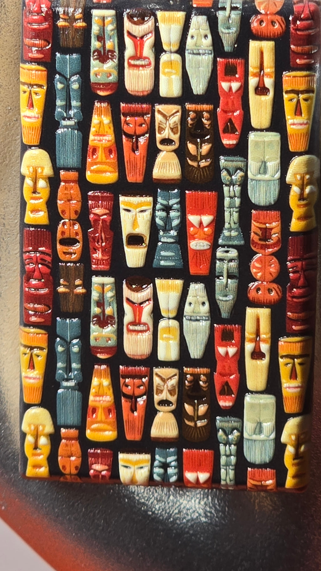Tiki Faces Crowd Wood Keychain
