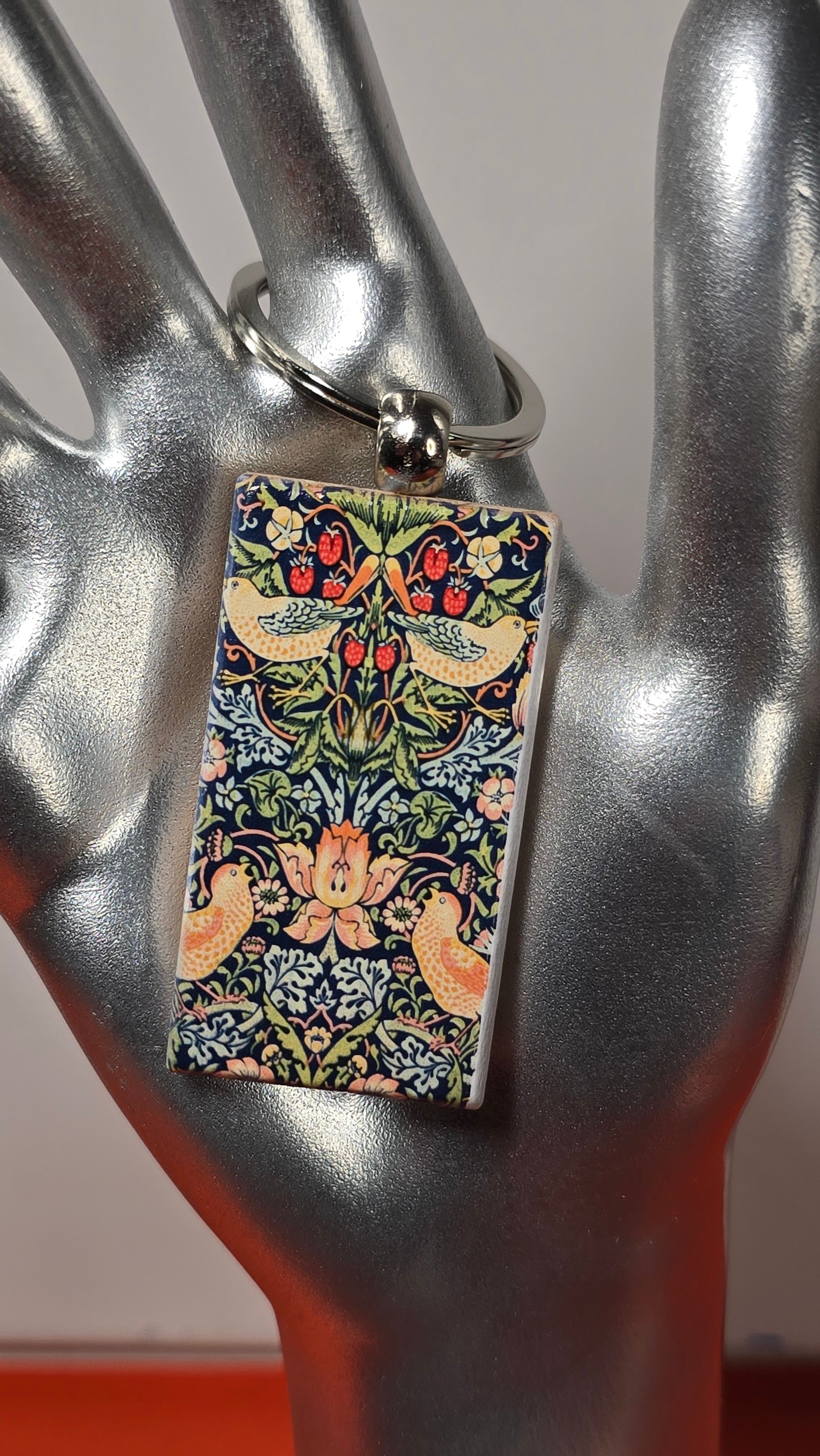 William Morris Strawberry Thief Keychain