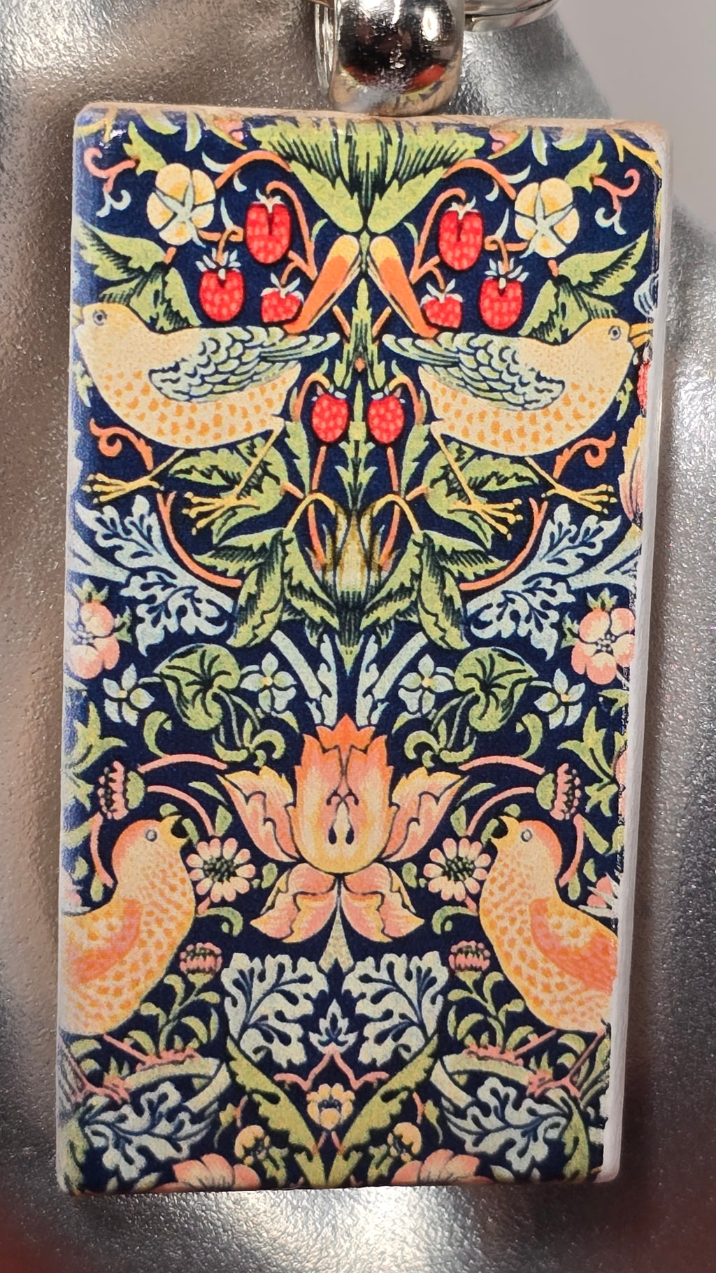 William Morris Strawberry Thief Keychain