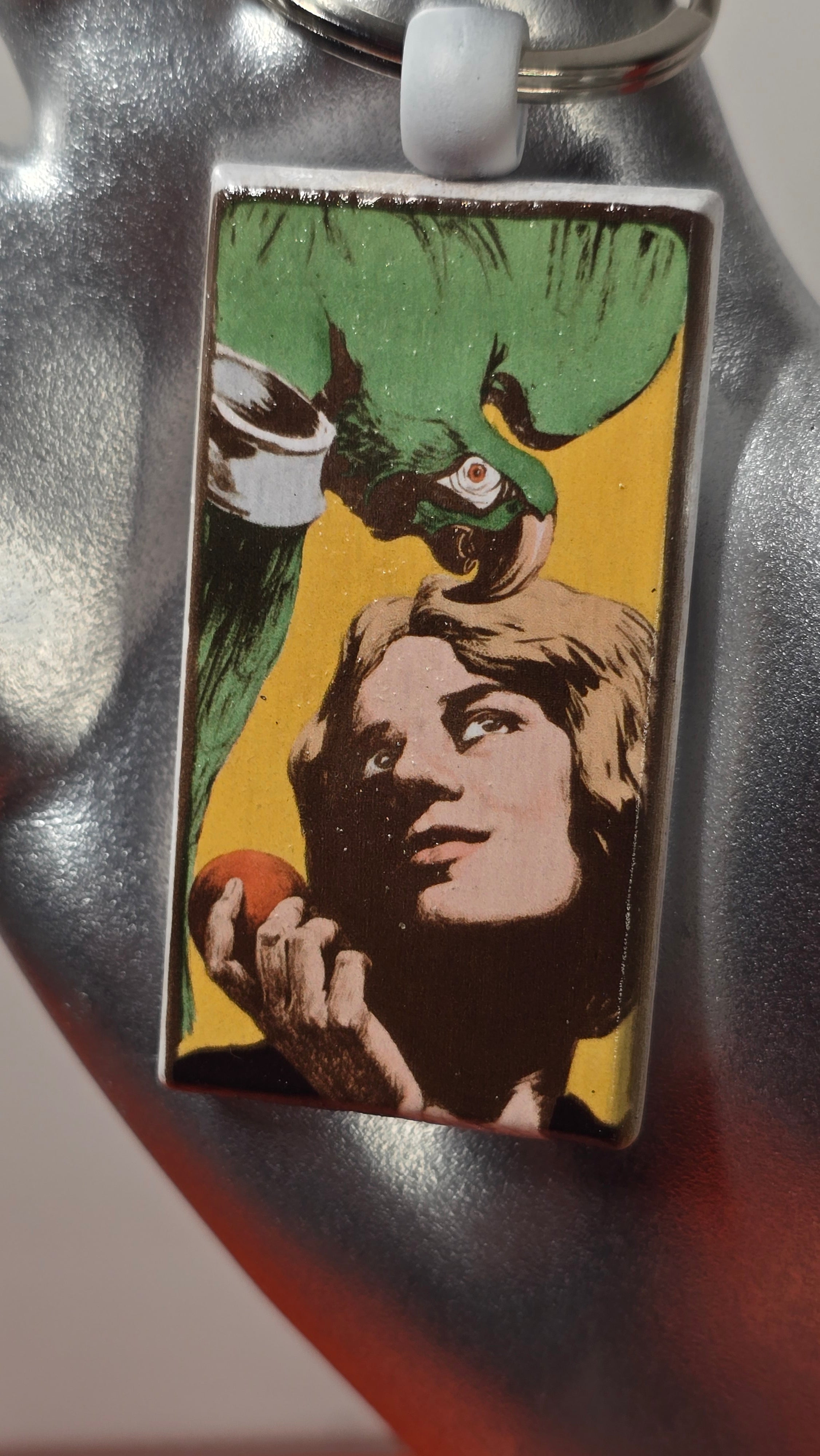 La Femme au Perroquet Wood Keychain