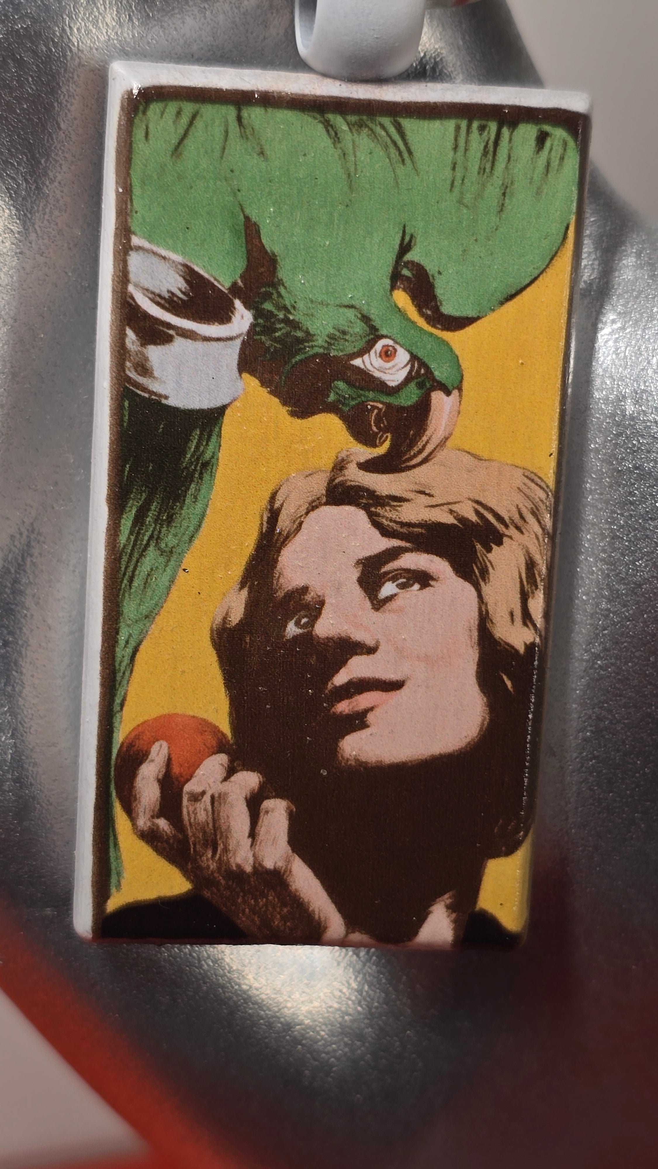 La Femme au Perroquet Wood Keychain