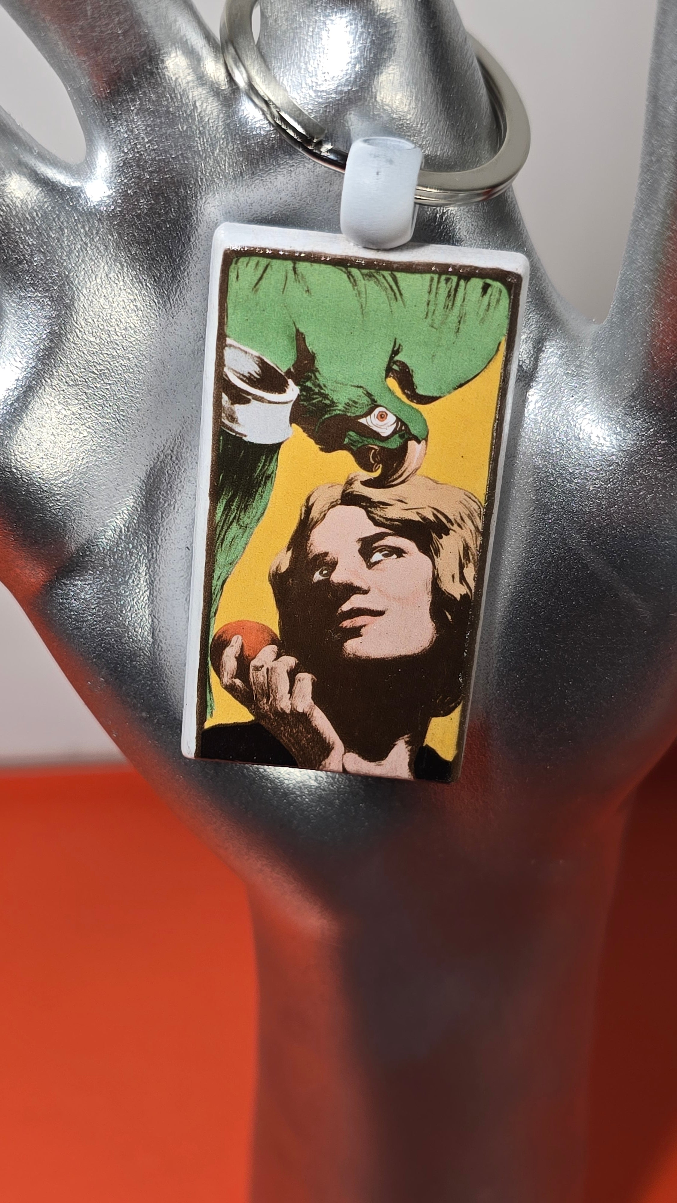 La Femme au Perroquet Wood Keychain