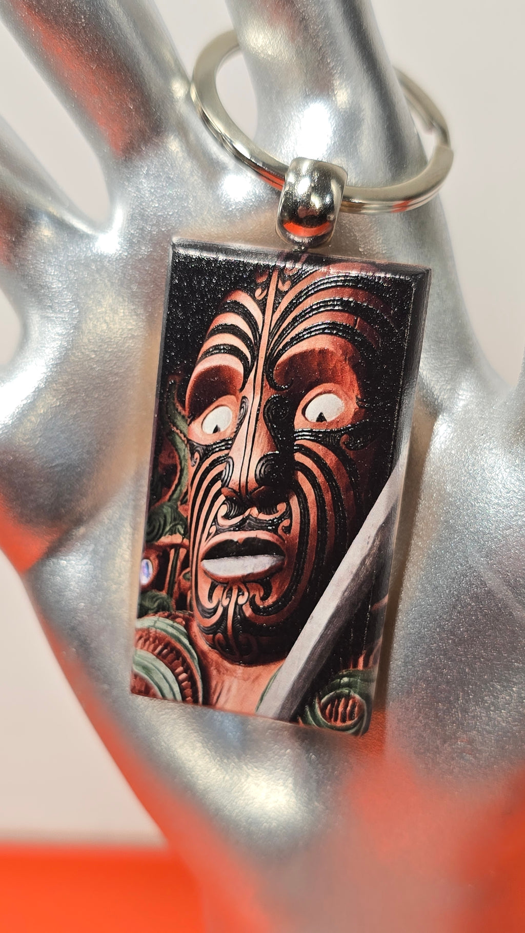 Māori Tiki Carving Wood Keychain