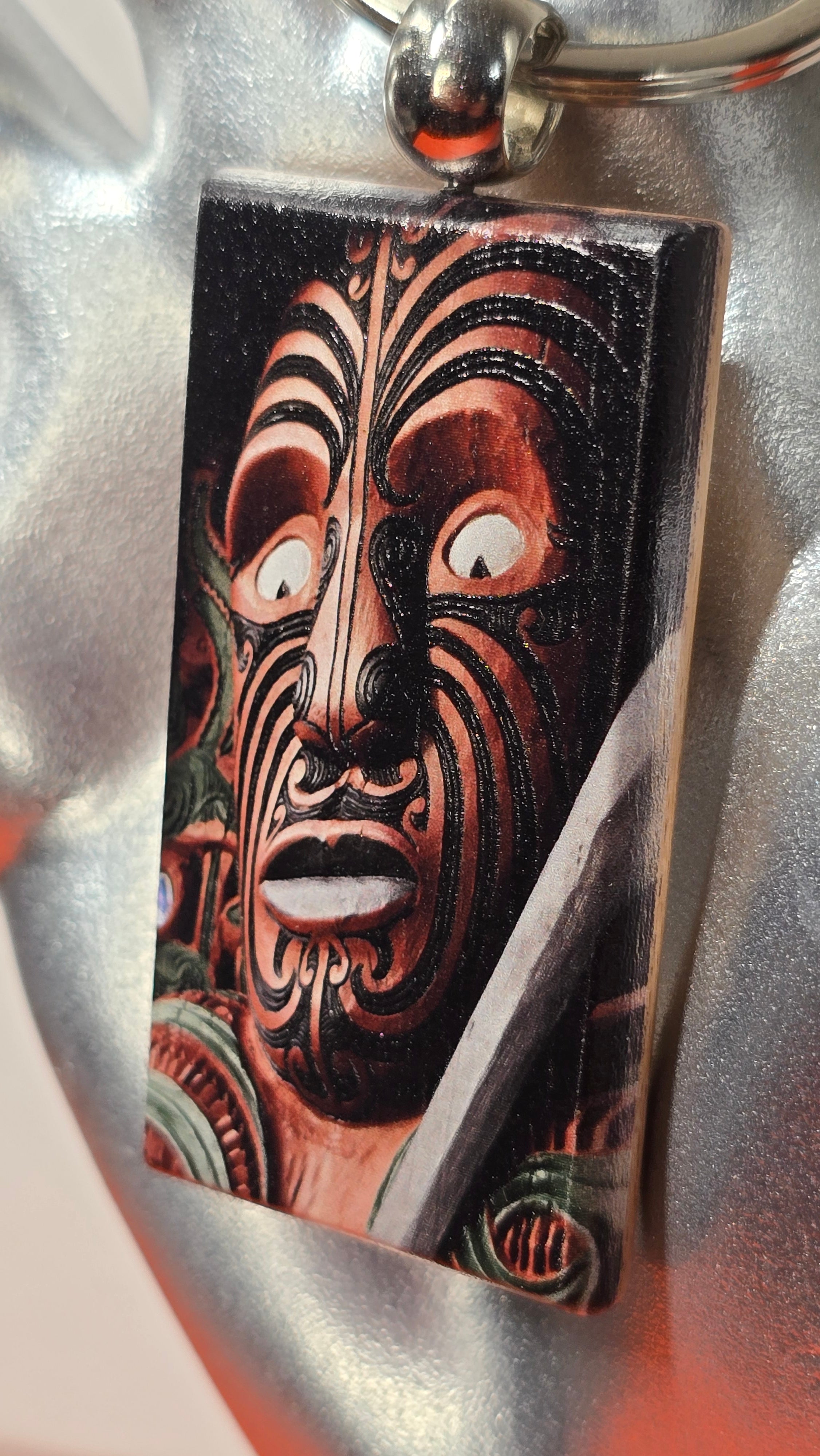 Māori Tiki Carving Wood Keychain