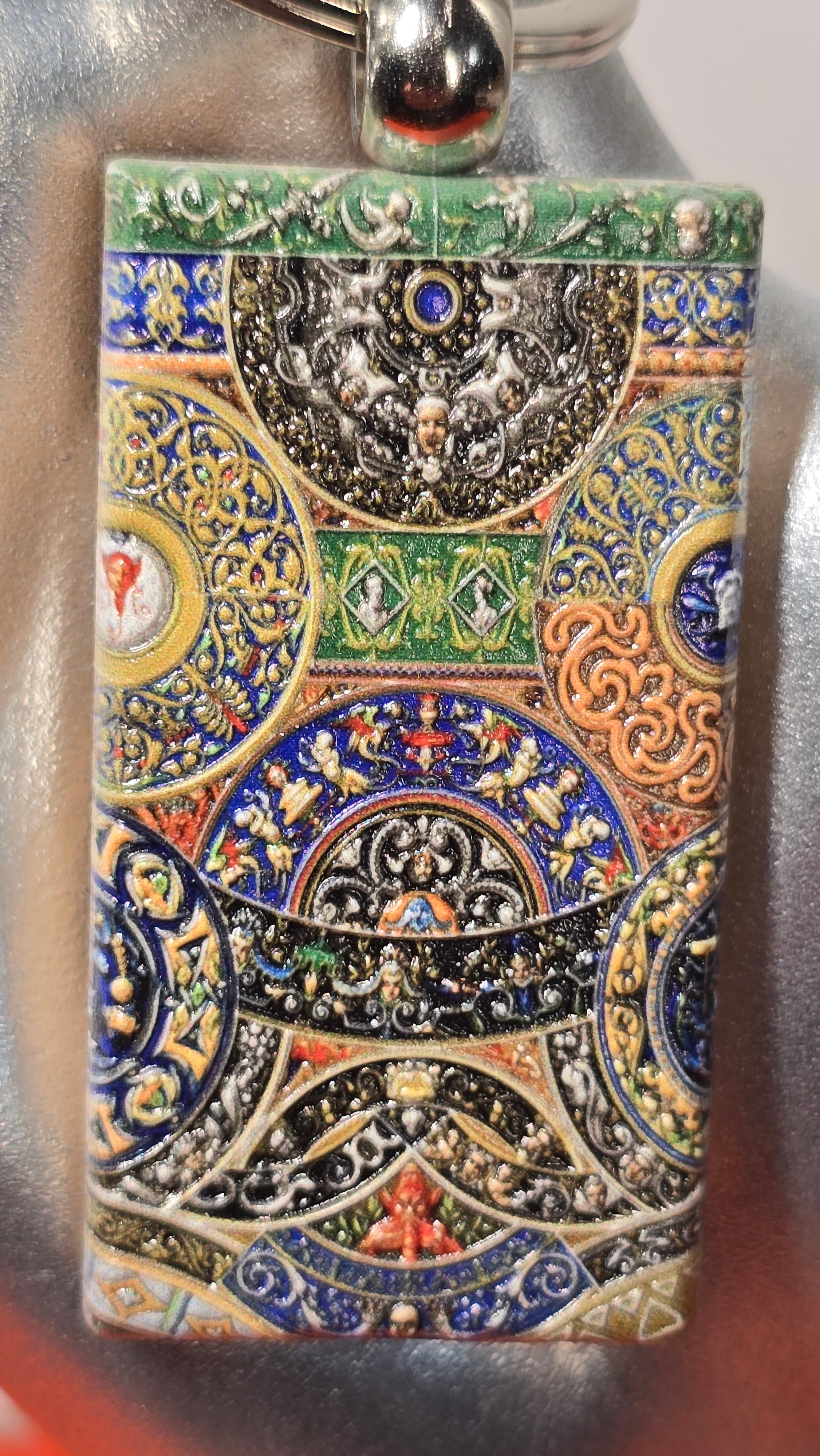 Racinet Ornamental Polychrome Wood Keychain