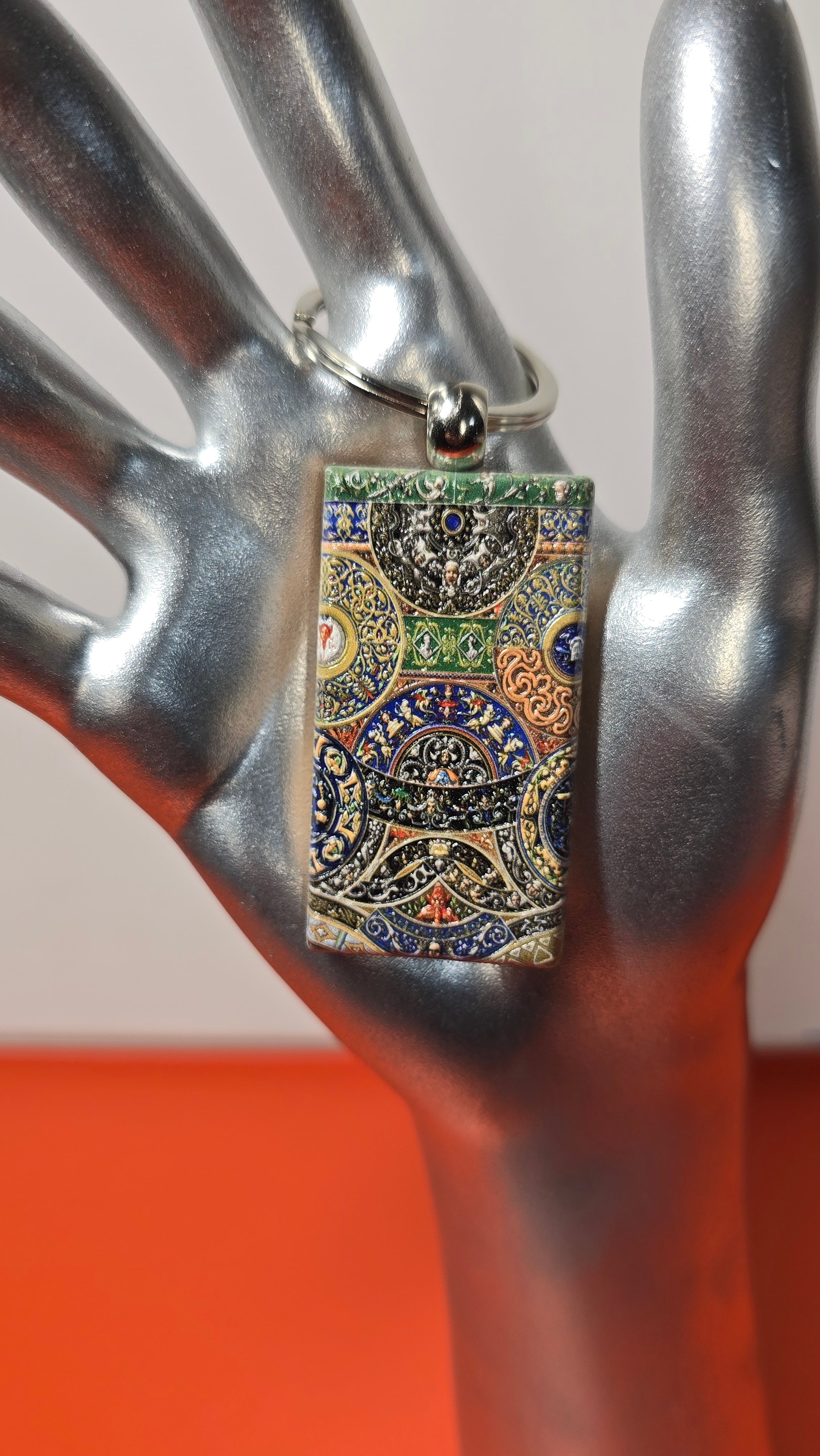 Racinet Ornamental Polychrome Wood Keychain