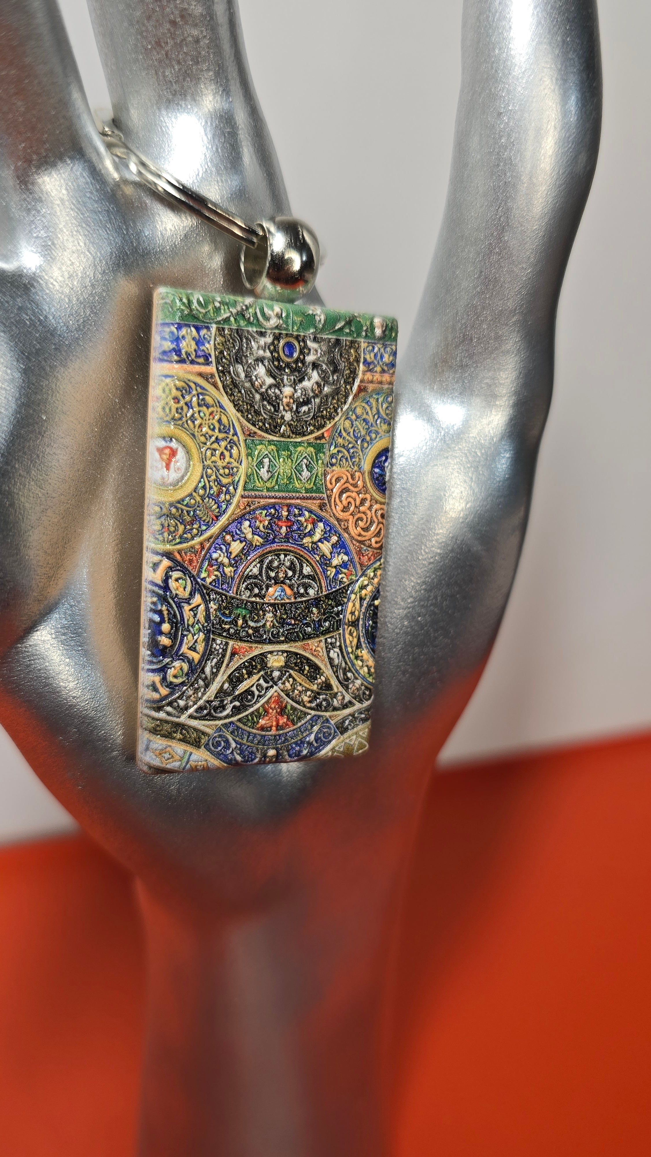 Racinet Ornamental Polychrome Wood Keychain