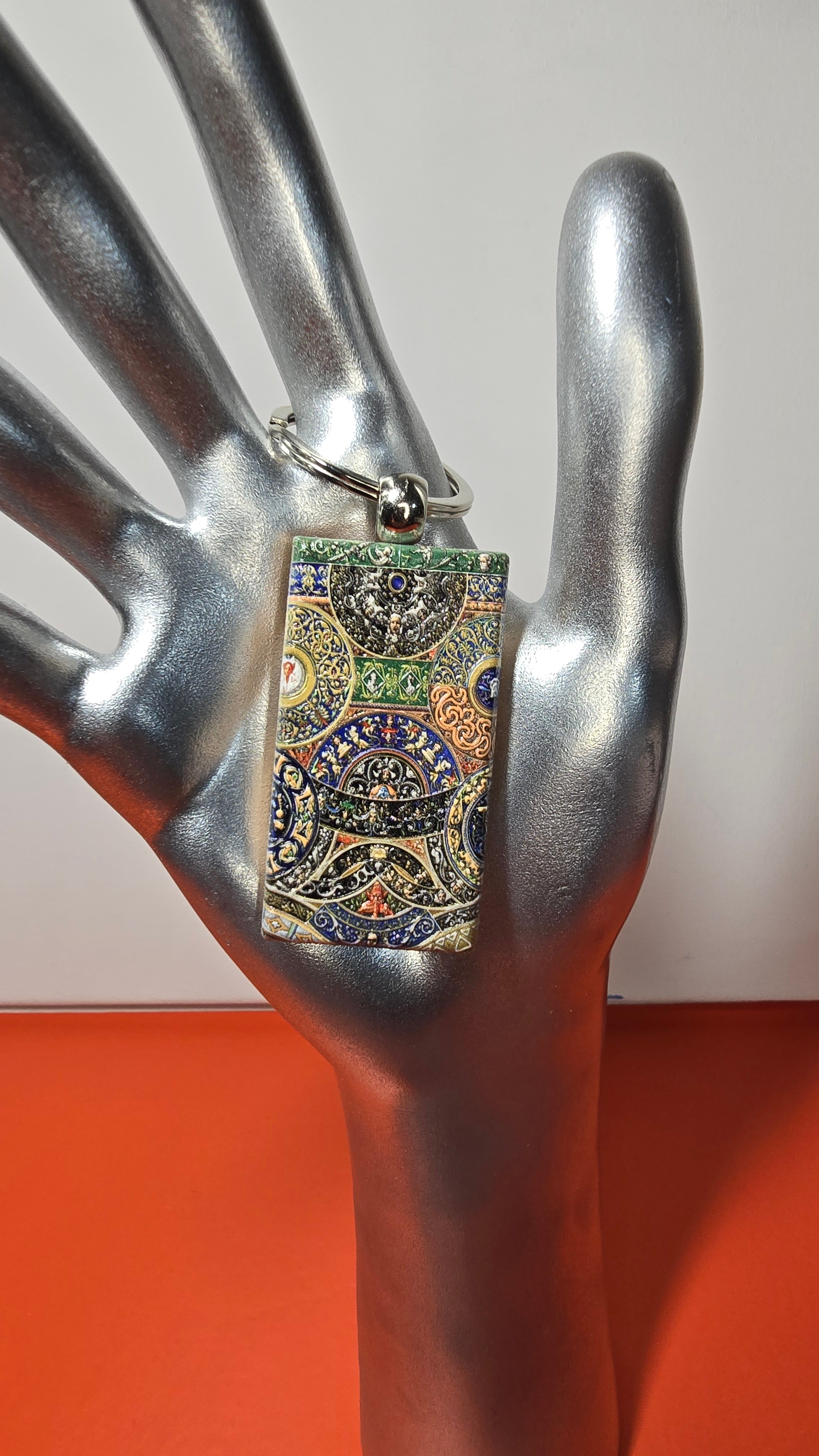 Racinet Ornamental Polychrome Wood Keychain