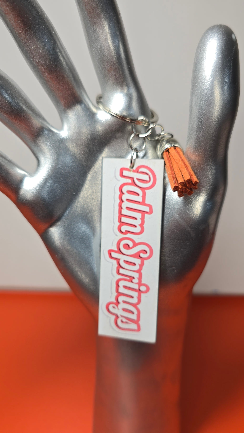 Moonlight Luau Club & Palm Springs Double-Sided Wood Keychain with Brown Tassel