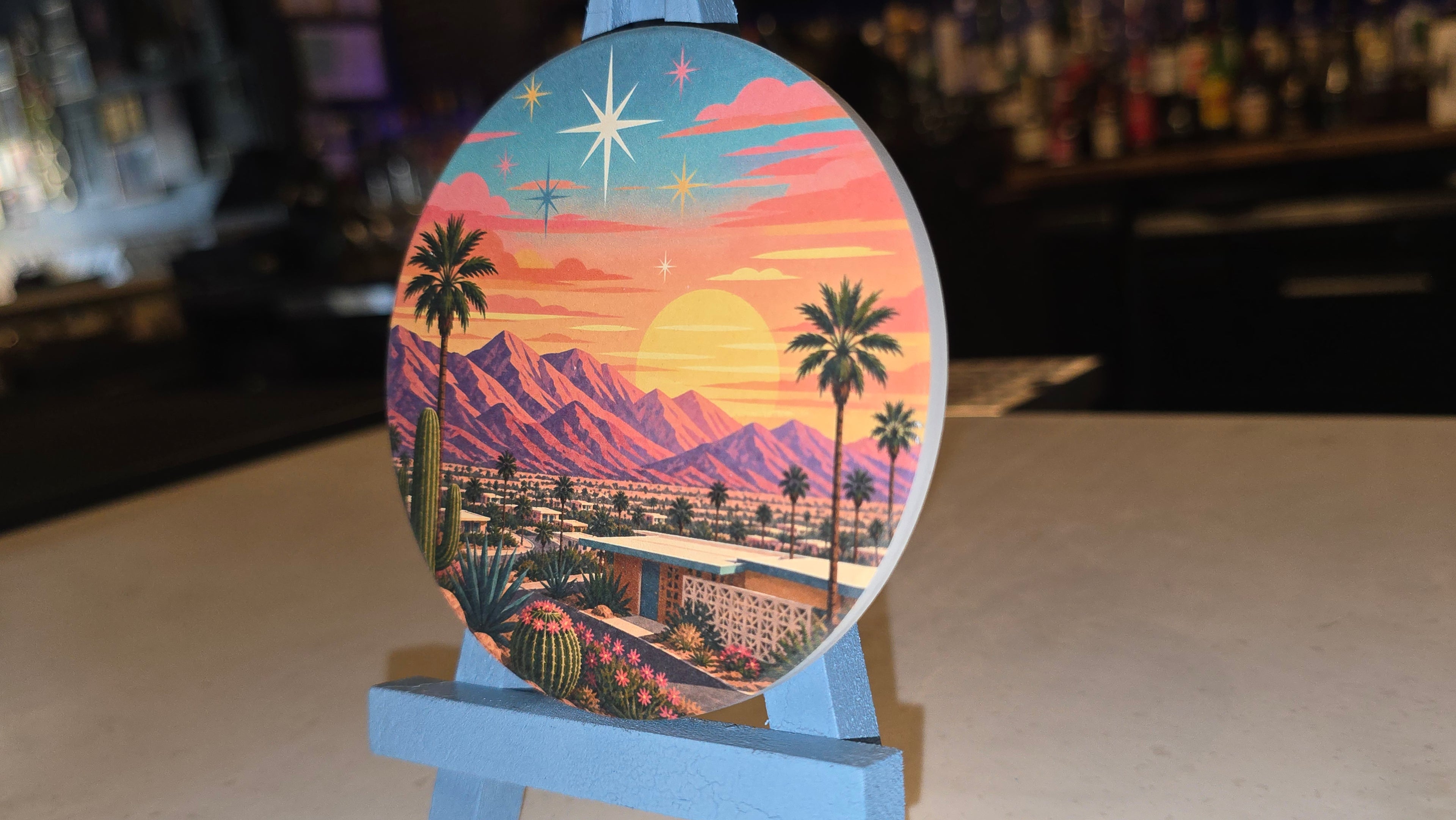 Palm Springs Sunset Panorama Ceramic Coaster