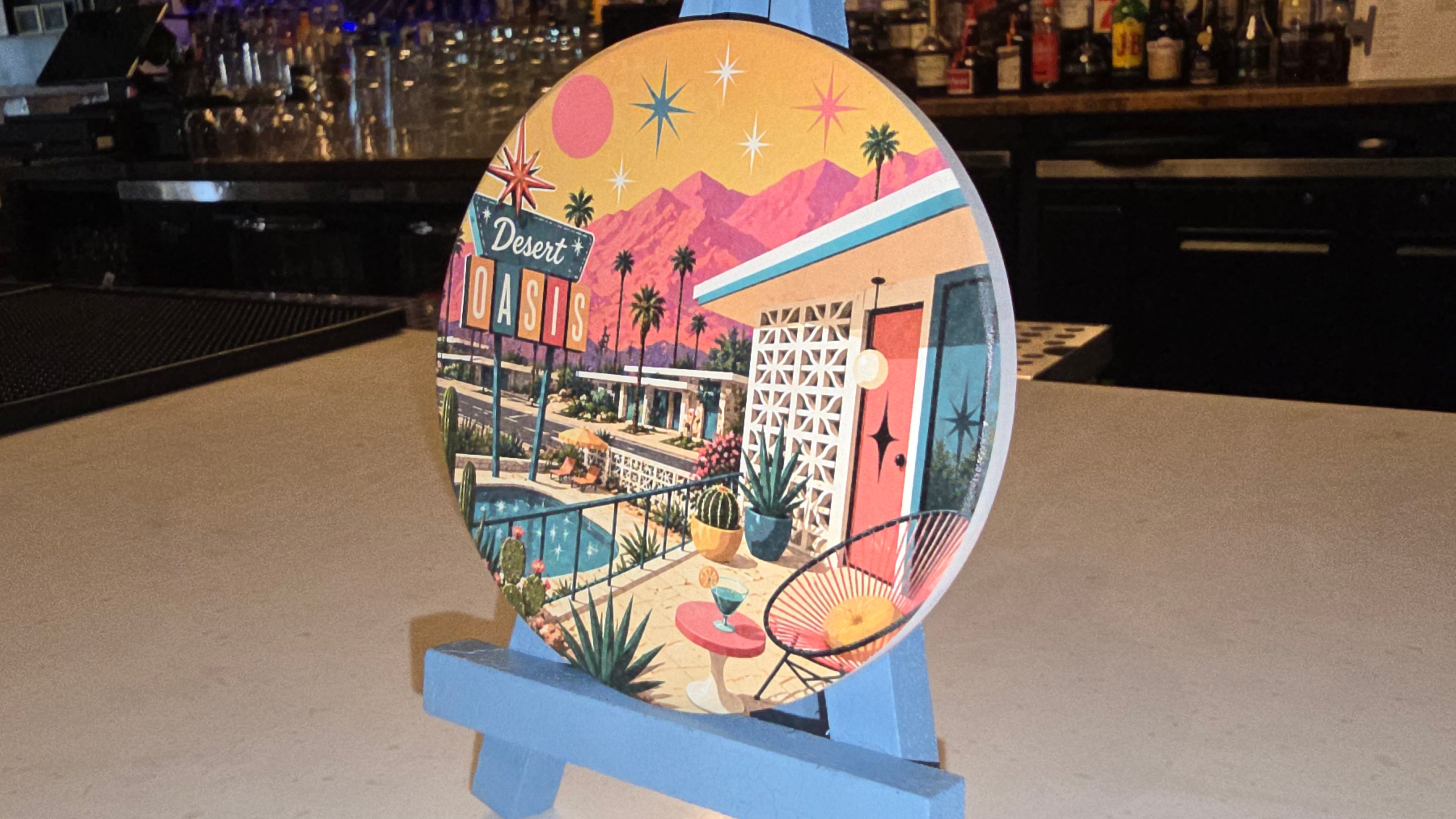 Desert Oasis Palm Springs Ceramic Coaster