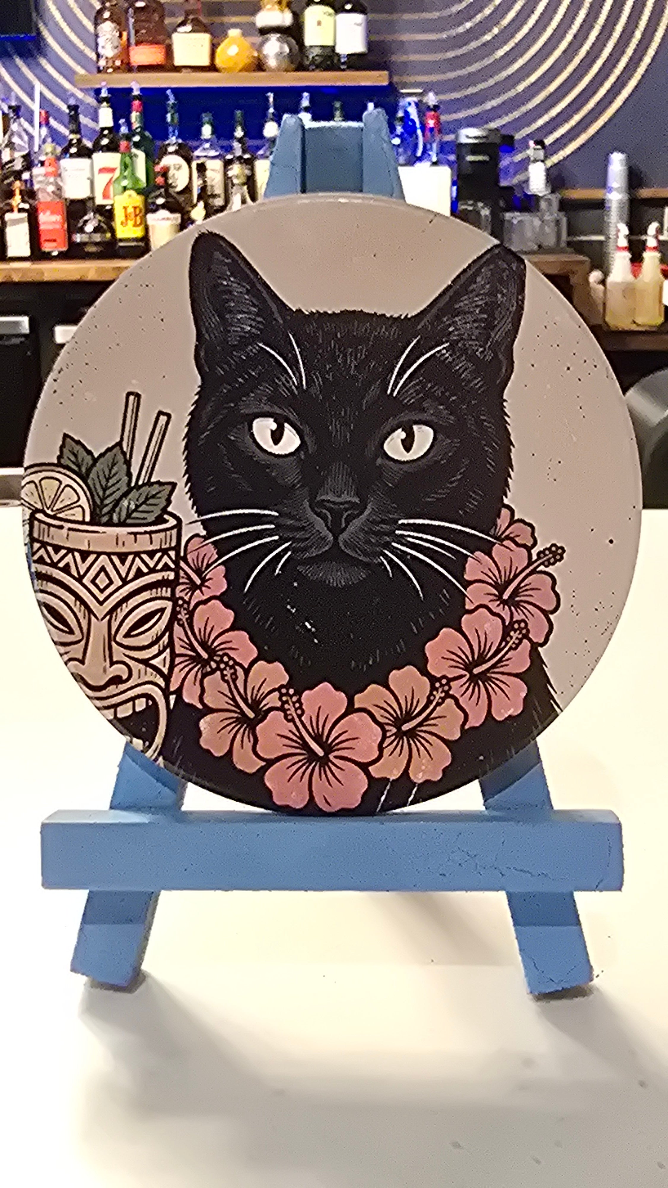 Tiki Cat Ceramic Coaster Set of 4