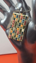 Tiki Mug Pattern Wood Keychain